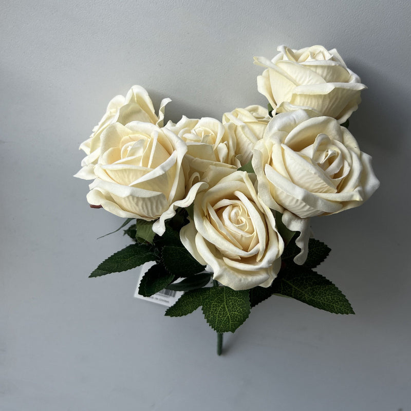50 Pcs 11 Inch 7-Head Faux Velvet Rose Bush Stems Artificial Flowers