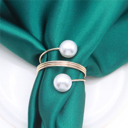 Bulk 10 Pcs Elegant Spiral Faux Pearl Napkin Rings - Perfect for Weddings and Party Table Decor Wholesale