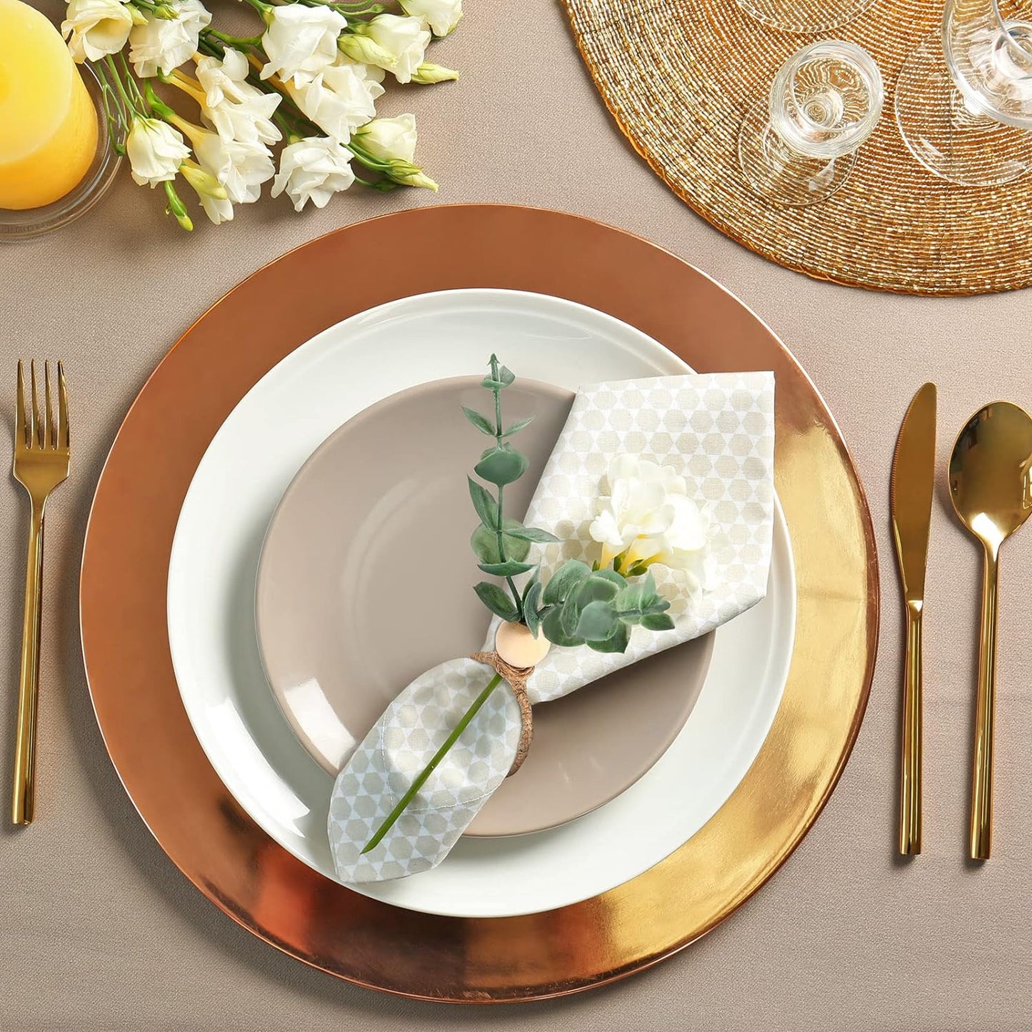 Bulk 2 Pcs Rustic Eucalyptus Napkin Rings Spring Summer Family Dinner Wedding Party Table Decoration Wholesale