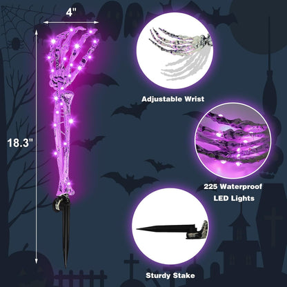 Bulk Halloween Outdoor Decor 5 Illuminated Skull Arm Stakes Spooky Halloween Decorations for Yard Lawn and Garden Wholesale
