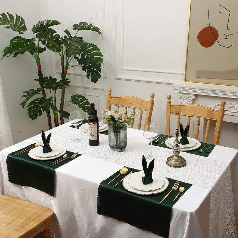 Bulk 2 pcs Satin Hollow Lace Napkins Restaurant Wedding Party Dinner Decoration Wholesale