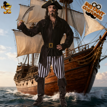Men's Pirate Costume for Adults - Cosplay & Pirate Theme Party Role Play Outfit