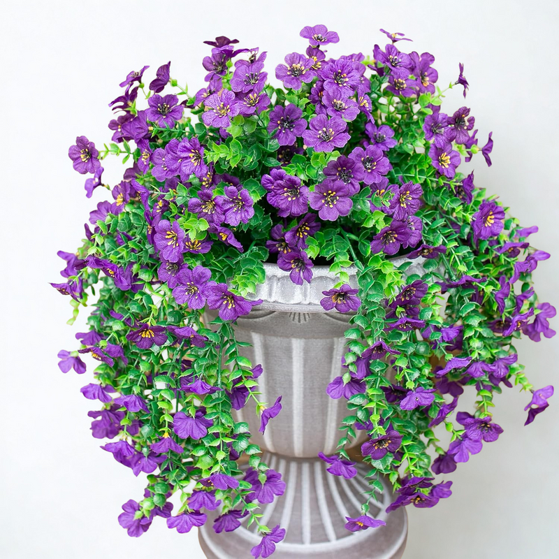 2 Pcs Artificial Hanging Flowers UV Fade Resistant Outdoor Decor for Porch Patio Balcony
