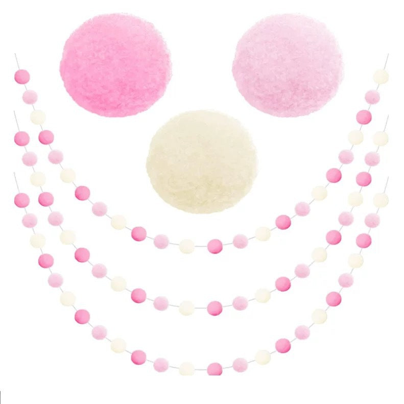 Bulk 3 Pcs Christmas Pom Pom Garland Red White Green Felt Ball Hanging Decorations for Home Decor Xmas Tree Birthday Parties & Holiday Decor Wholeasle