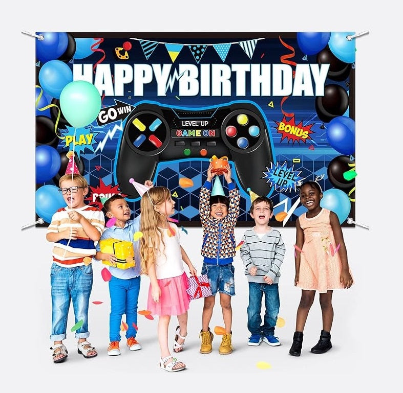 Bulk 10 Pcs Happy Birthday Banners for Game Theme Birthday Party Background Banner Party Supplies Wholesale