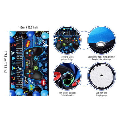 Bulk 10 Pcs Happy Birthday Banners for Game Theme Birthday Party Background Banner Party Supplies Wholesale