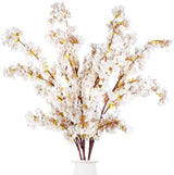 Bulk 3 Pcs Artificial Cherry Blossom Branches Faux Flowers for Home Wedding Table Vase Decor Silk Tall Stems Ivory Color Wholesale