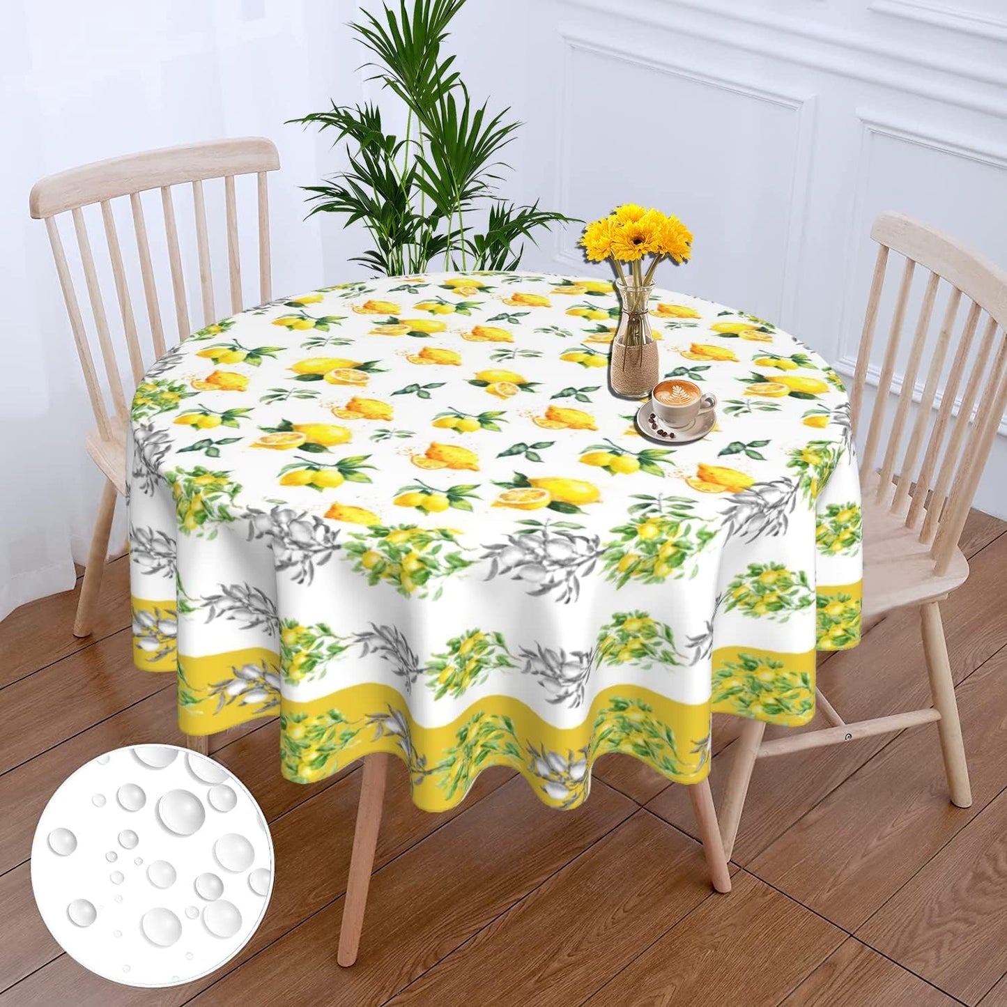 Bulk 60 Inch Round Tablecloth Stain Resistant Polyester Table Cover for Kitchen Dining Buffet Parties and Camping Mandala Design Wholesale