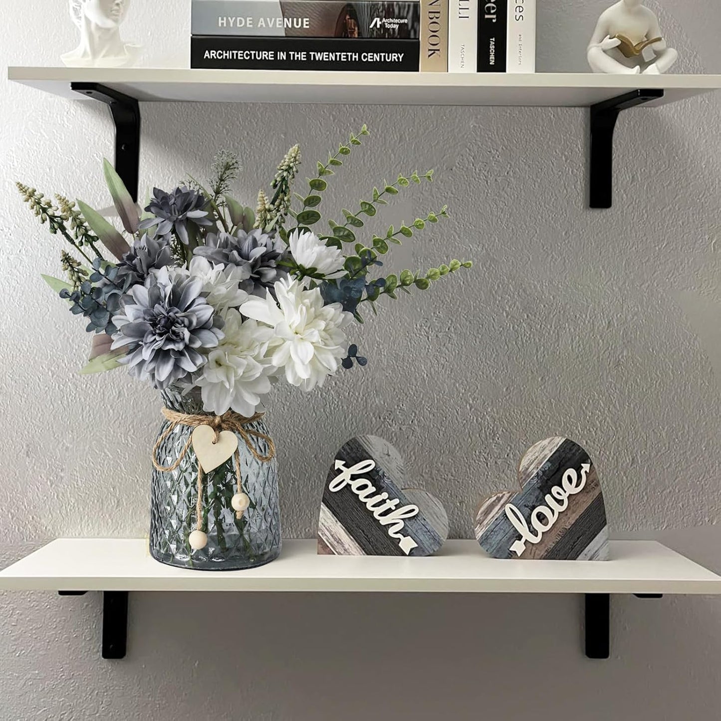 Premium Artificial Silk Flowers in Vase - High-Quality Table Centerpieces for Dining Room Kitchen Coffee Table Decor & Events