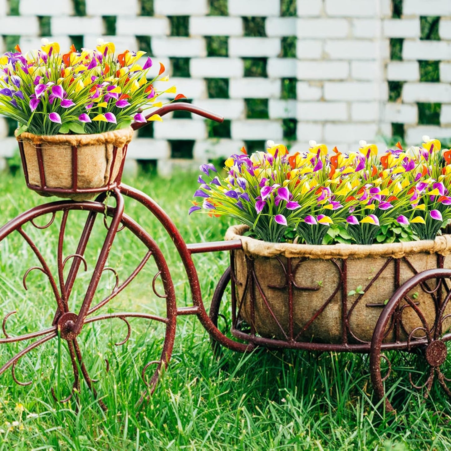 Premium 20pcs UV Resistant Calla Lily Silk Flowers 500 Heads Faux Plants Outdoor Cemetery Porch Garden Indoor Planter Arrangements