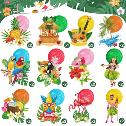 Bulk Hawaiian Birthday Party Backdrop Streamers Hanging Rotating Decorations Tropical Flowers Palm Trees Flamingos Unique Theme Decor Wholesale