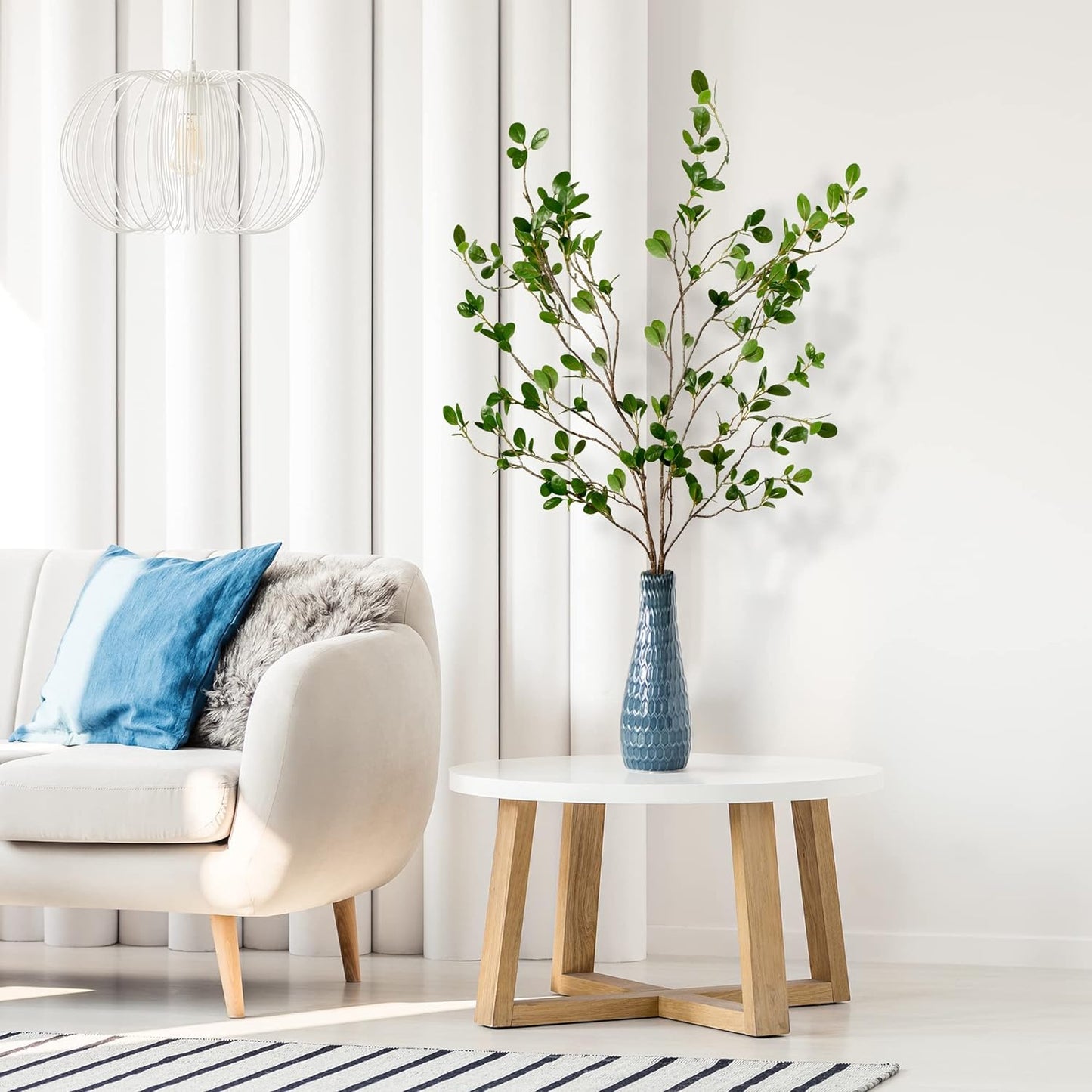 Bulk 2 Pcs Artificial Ficus Branches Eucalyptus Leaf Spray Faux Greenery Stems for Home Office Wedding Vase Decor Wholesale