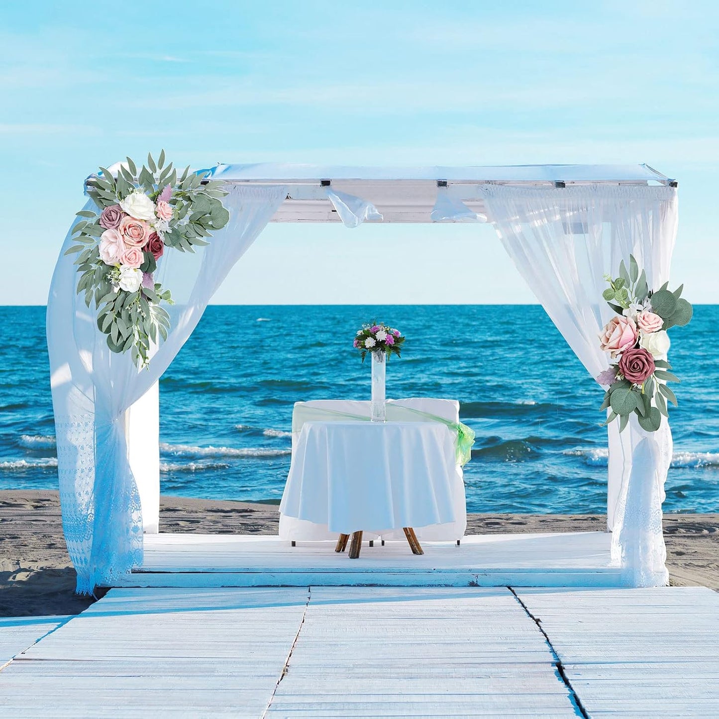 Premium 2 Pack Handcrafted Silk Roses Floral Swag Set Wedding Arch Decor Ceremony Signage HighQuality Arrangements