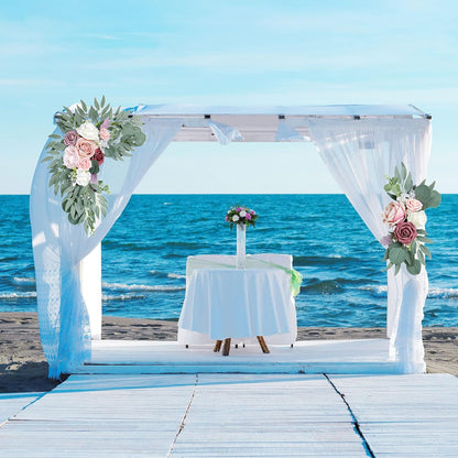Premium 2 Pack Handcrafted Silk Roses Floral Swag Set Wedding Arch Decor Ceremony Signage HighQuality Arrangements
