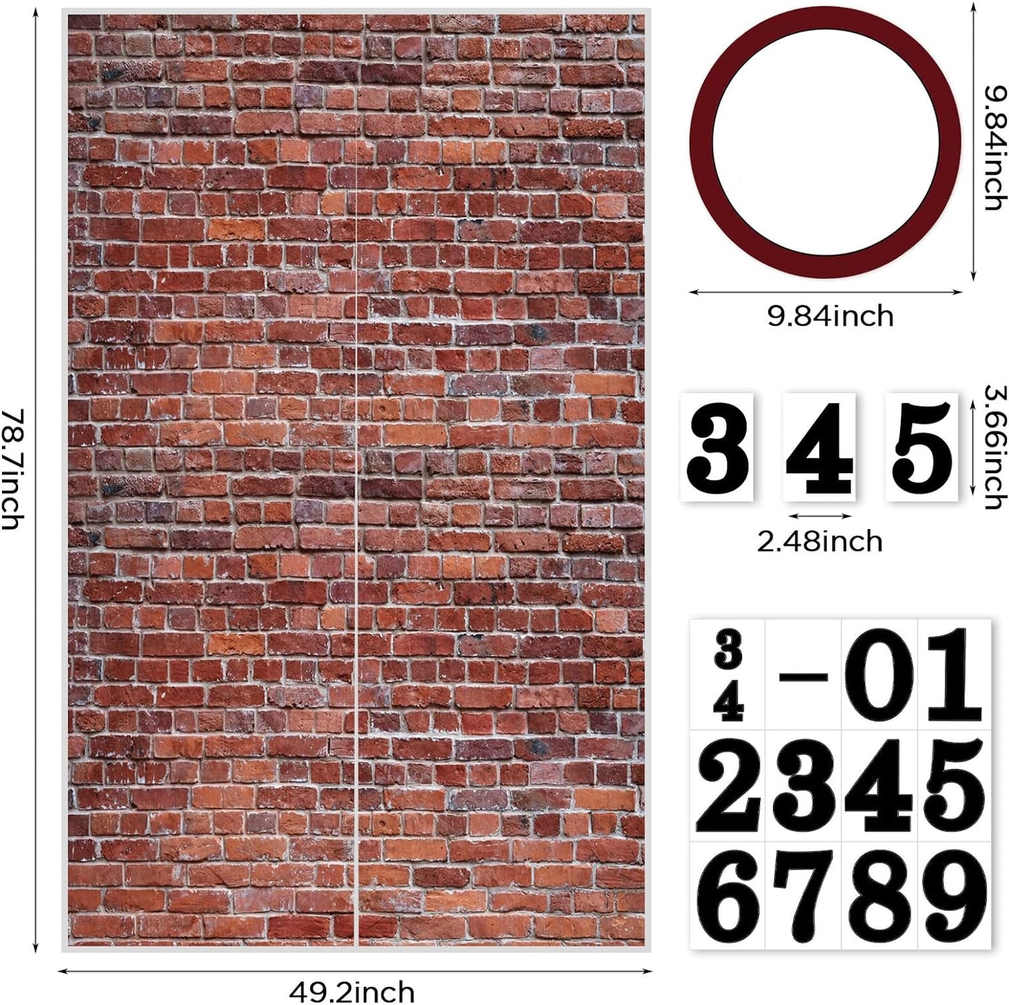Bulk 78.7"x 49.2" Inches Classic Red Brick Wall Decor Christmas & Halloween Holiday Decoration Wholesale