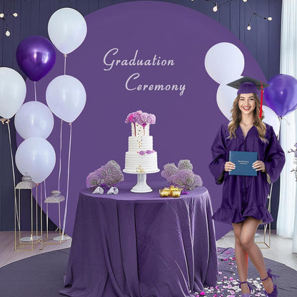 Bulk Adjustable White Round Backdrop Cover for 5 to 7.2ft Circle Arch Stand - Polyester Wedding, Birthday Party, Photography Decoration Wholesale