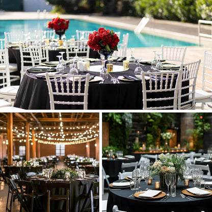 Bulk 3 Pcs Round Tablecloths Heavy Duty Polyester Washable Table Covers for Wedding Receptions Banquet Events & Birthday Parties Stain Resistant Spillproof Fabric for Dining Catering Wholesale