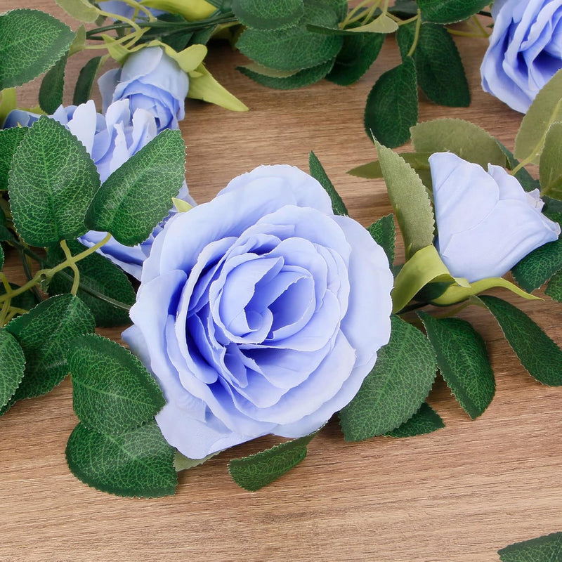 4 Pcs 26 Ft Pink Artificial Silk Rose Vine Garland, 6 Ft Segments, Realistic Flowers for Wedding Arches & Party Decor