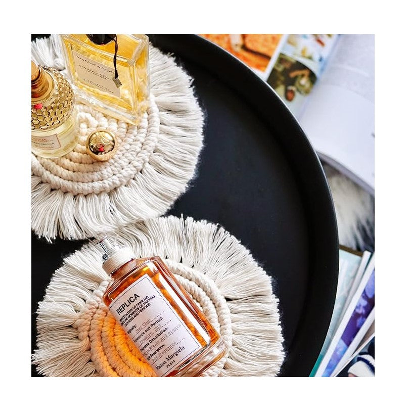 Bulk 2 Pcs Boho Hand-Woven Coasters with Tassel For House Warming Gifts Wholesale