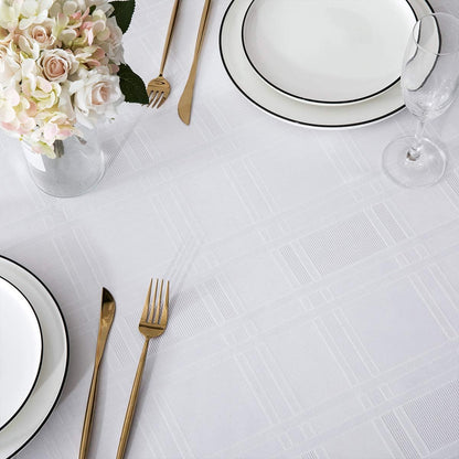 Bulk Solid Plaid Jacquard Spring Tablecloth Wrinkle and Water Resistant, Contemporary Woven Decorative Table Cover for Holiday Events Wholesale