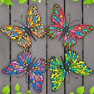 Bulk 4 Pcs Metal Butterfly Wall Decor 9.6" Outdoor Garden Patio Bedroom Art Living Room Balcony Perfect Gift for Family Friends Wholesale