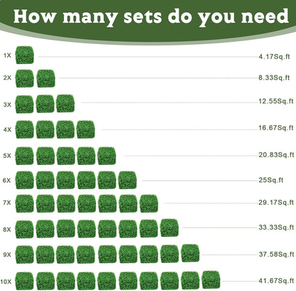 Premium 10x10 In Grass Wall Panels 10 pcs UV Resistant Artificial Grass Privacy Screen Indoor Outdoor Garden Fence Decor Eco Friendly