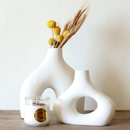 Bulk Nordic Donut Vase Handmade Ceramic Hollow Vases for Olive Branches & Table Centerpieces Minimalist Modern Home Decor for Wedding Shelf Office Console Entryway Sculptural Neutral Décor Wholesale