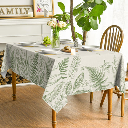 Bulk Spring Fern Tablecloth 60×84 Inch Rectangular Green Plants Washable Cover for Party Picnic Decor Wholesale
