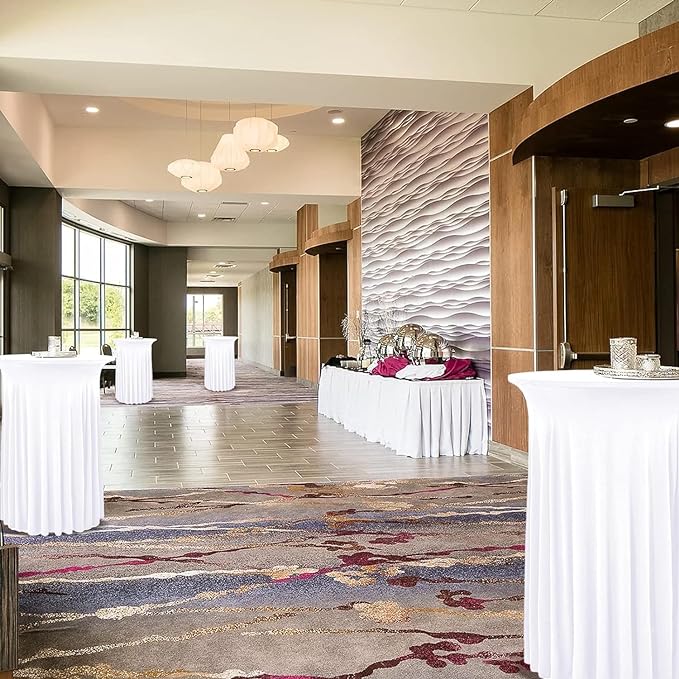 Bulk Round Polyester Tablecloth with Stretch Skirt Cover for Bar Wedding Cocktail Party Banquet Table Wholesale