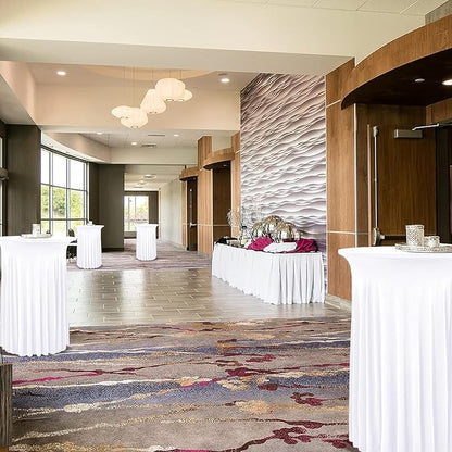 Bulk Round Polyester Tablecloth with Stretch Skirt Cover for Bar Wedding Cocktail Party Banquet Table Wholesale