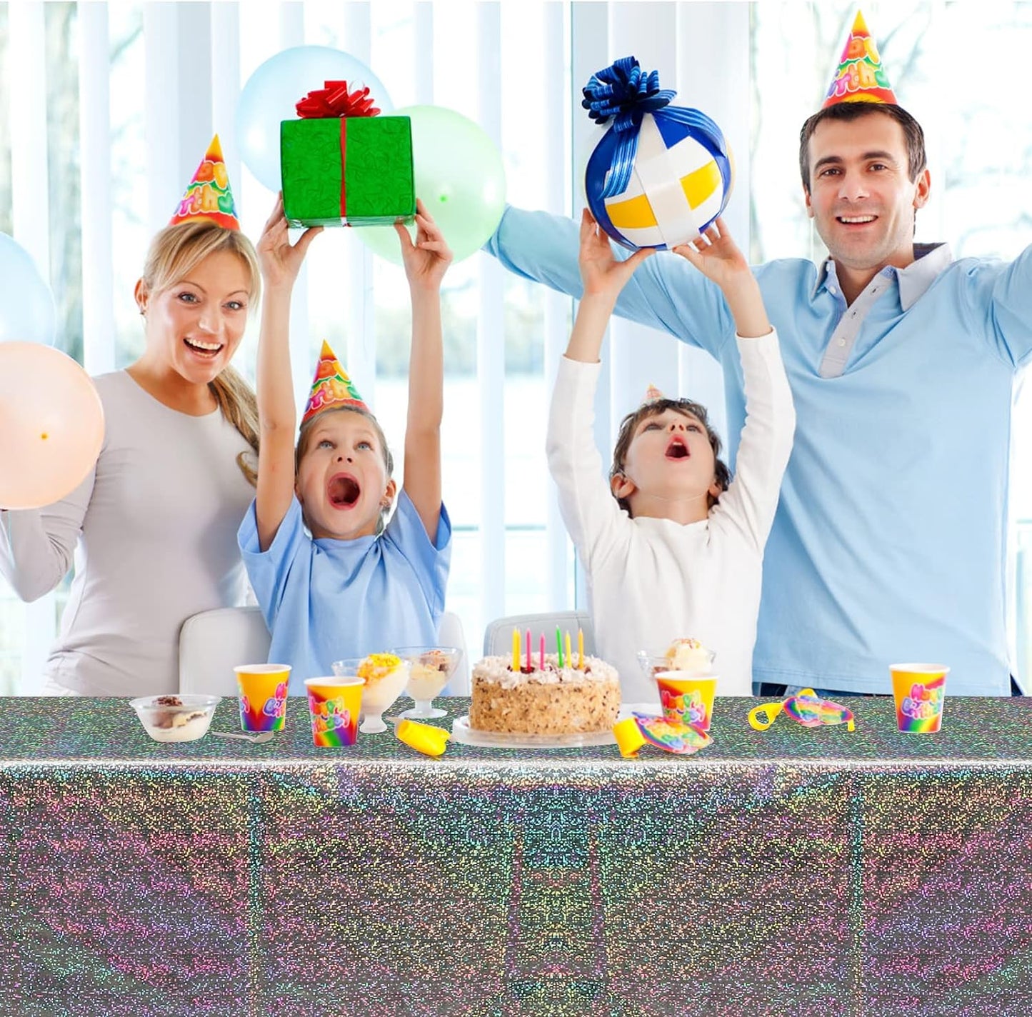 Bulk Vibrant Rainbow Disposable Tablecloth 54x108 Inches Ideal for Birthday Parties Buffets Disco and Mermaid Themed Decor Wholesale