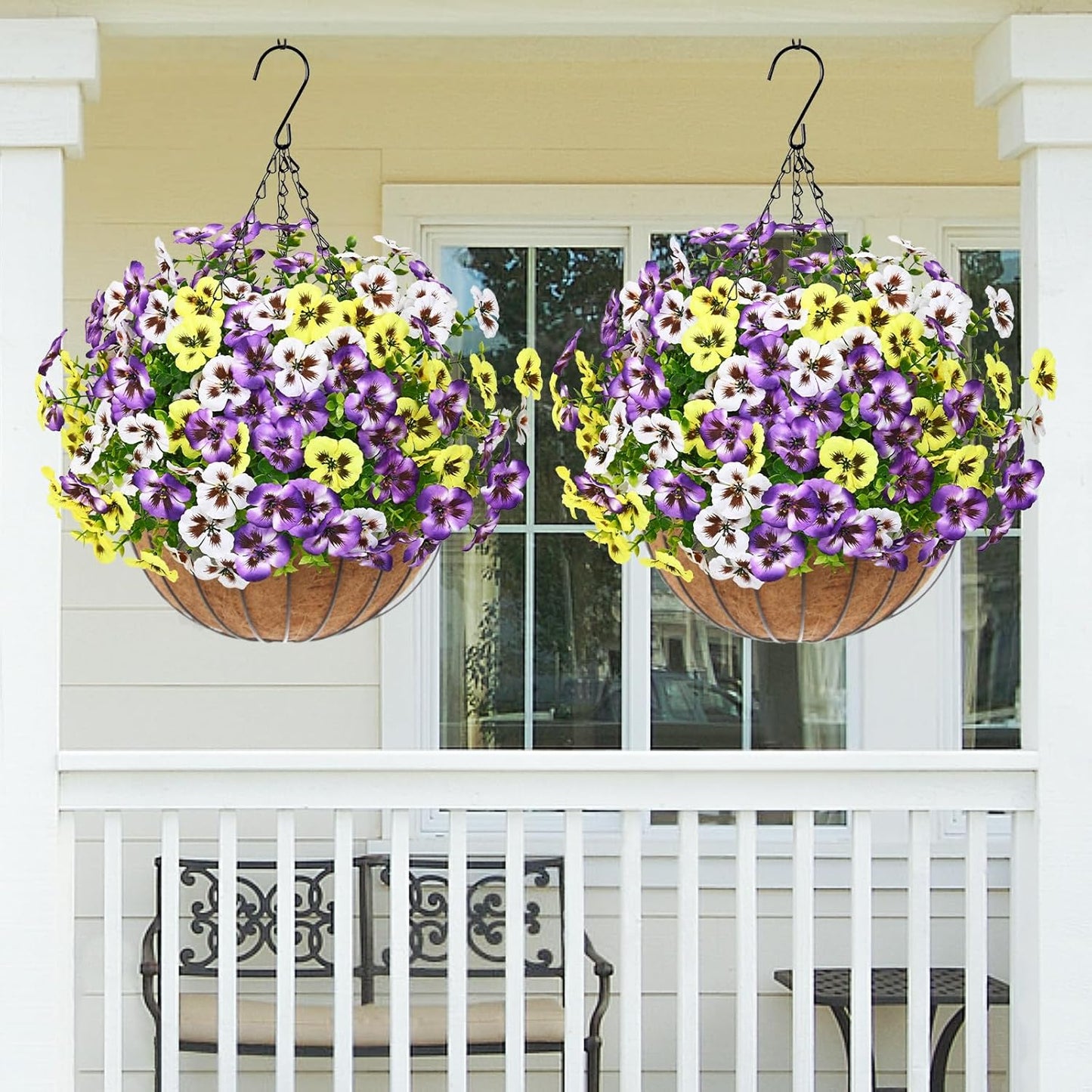Premium UV-Resistant Silk Pansy Flowers 12 pcs Realistic Outdoor Fake Plants Porch Garden Patio Planters High Durability Decor