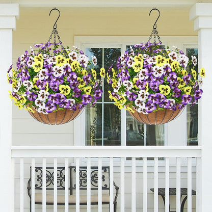 Premium UV-Resistant Silk Pansy Flowers 12 pcs Realistic Outdoor Fake Plants Porch Garden Patio Planters High Durability Decor