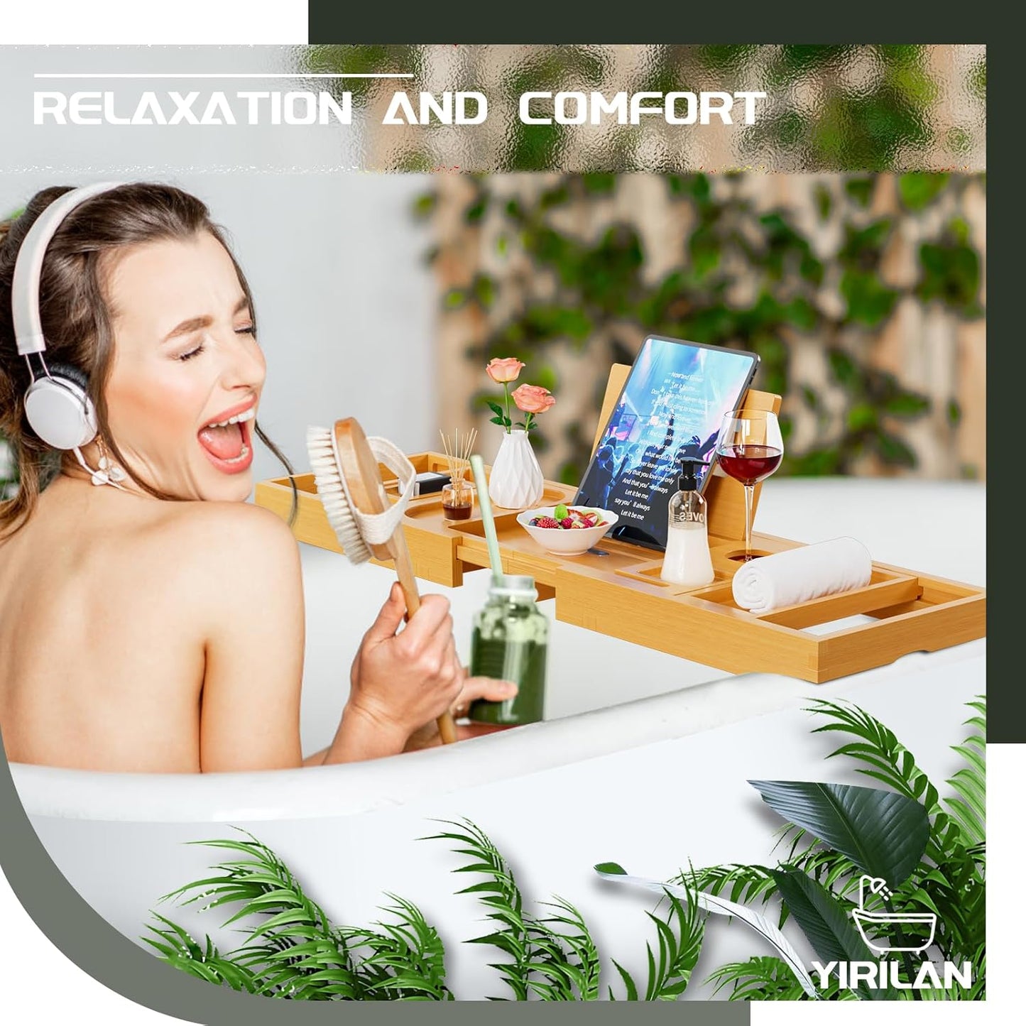 Bulk Adjustable Bathtub Tray Caddy Expandable 16-28inch Non Slip Bamboo Tray with Wine Glass Holder & Phone Slot Waterproof Spa Accessories Luxury Wedding Anniversary Bridal Shower & Housewarming Gifts for Couples Women Wholesale