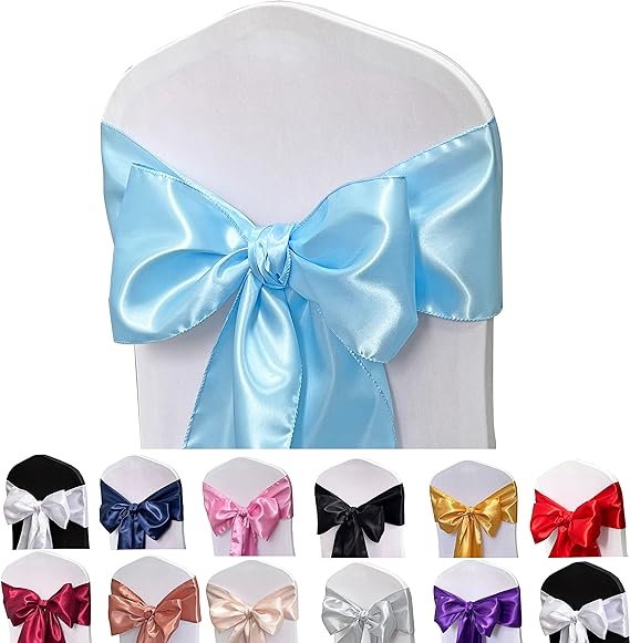 Bulk 10PCS Bows Chair Sashes Satin Chair Ribbons for Wedding Party Events Banquet Chair Cover Decoration Wholesale