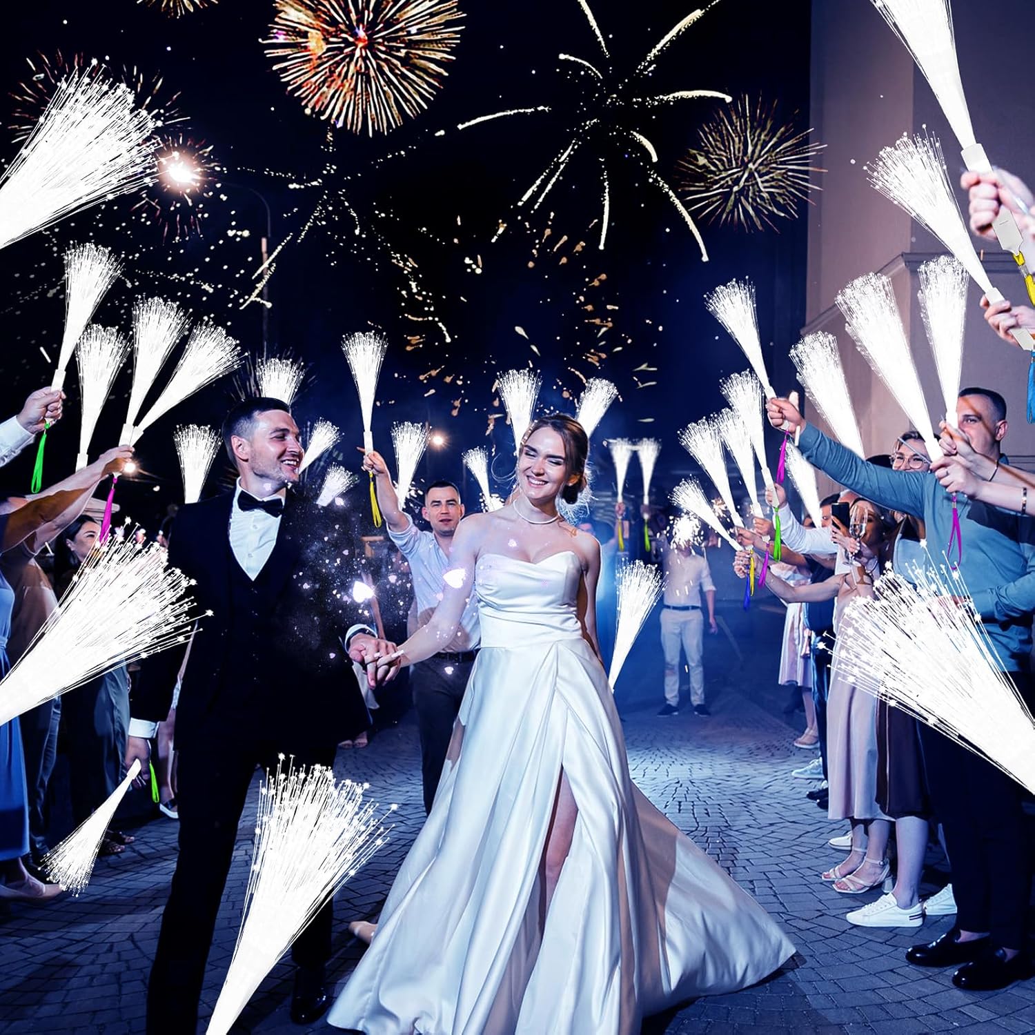 Wedding Stage Decor LED Fiber Optic Wands (24-Pack) | 13.8in Light-Up Ceremony Accents