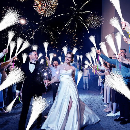 Wedding Stage Decor LED Fiber Optic Wands (24-Pack) | 13.8in Light-Up Ceremony Accents