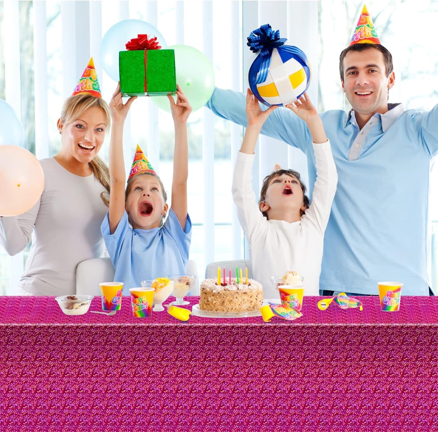 Bulk Vibrant Rainbow Disposable Tablecloth 54x108 Inches Ideal for Birthday Parties Buffets Disco and Mermaid Themed Decor Wholesale