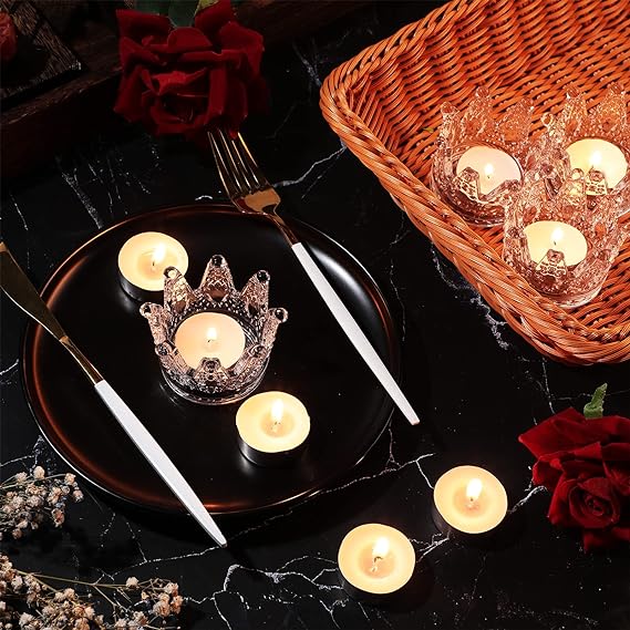 Bulk Crystal Crown Candle Holders with Flameless Tea Light Candles  for Tables Centerpieces Wedding Party Home Decoration Wholesale