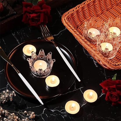Bulk Crystal Crown Candle Holders with Flameless Tea Light Candles  for Tables Centerpieces Wedding Party Home Decoration Wholesale