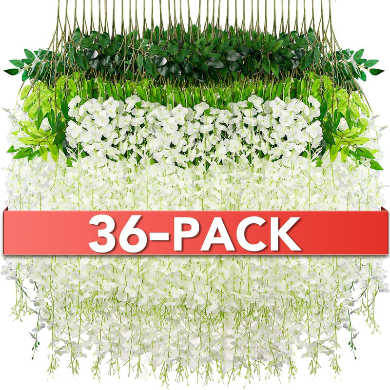 3.6ft Artificial Wisteria Garland, Lightweight Hanging Silk Flowers for Wedding Party Decor