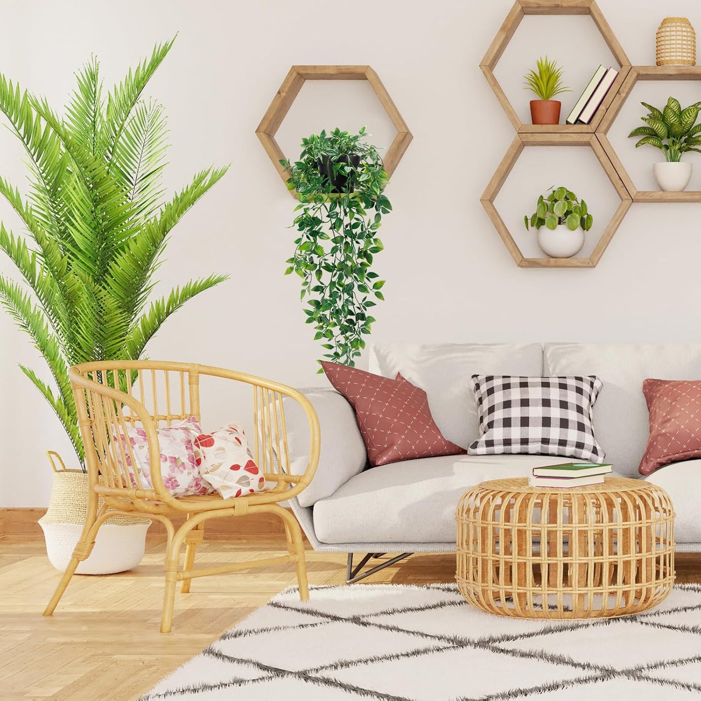 Premium Artificial Hanging Potted Plants High Quality Indoor Outdoor Décor for Office Shelves Living Room Aesthetic Spaces