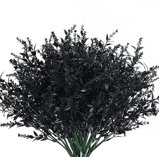 8 Pcs Artificial Black Bush Shrubs for Halloween Outdoor Use UV Resistant