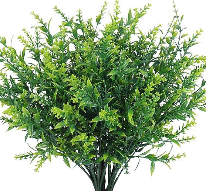 8 Bundles Artificial Lavender Stems, 12 Inch UV-Resistant Silk Flowers, Vibrant Purple, Flexible Fade-Resistant Shrubs for Outdoor & Wedding Decor
