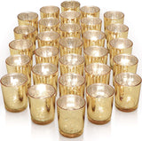 Bulk 12 Pc Candle Holder Mercury Glass Boho Wedding Centerpiece Kit with Hand-Blown Speckled Finish Season Adaptive Candle Holders for Fall Tablescapes Halloween Terrariums Thanksgiving Buffets Wholesale