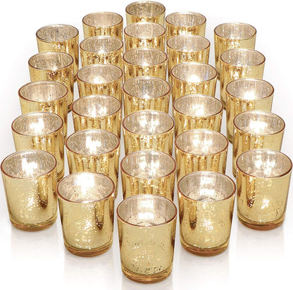 Bulk 12 Pc Candle Holder Mercury Glass Boho Wedding Centerpiece Kit with Hand-Blown Speckled Finish Season Adaptive Candle Holders for Fall Tablescapes Halloween Terrariums Thanksgiving Buffets Wholesale