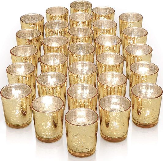 Bulk 12 Pc Candle Holder Mercury Glass Boho Wedding Centerpiece Kit with Hand-Blown Speckled Finish Season Adaptive Candle Holders for Fall Tablescapes Halloween Terrariums Thanksgiving Buffets Wholesale