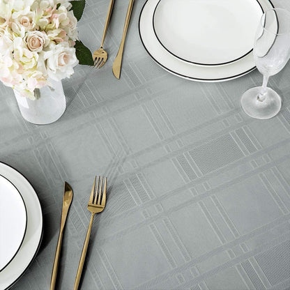 Bulk Solid Plaid Jacquard Spring Tablecloth Wrinkle and Water Resistant, Contemporary Woven Decorative Table Cover for Holiday Events Wholesale