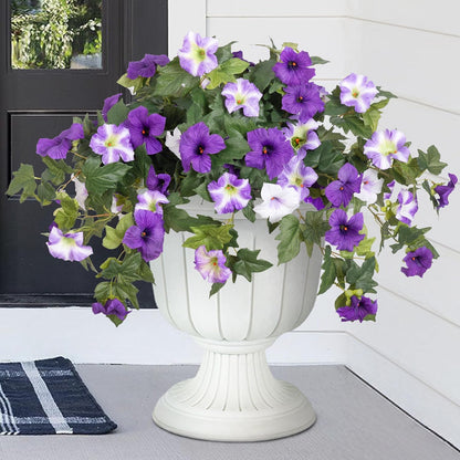 Premium Artificial Petunias with UV Resistant Flowers 2 Fade Proof Faux Plants Outdoor Porch Garden Balcony Patio Decor