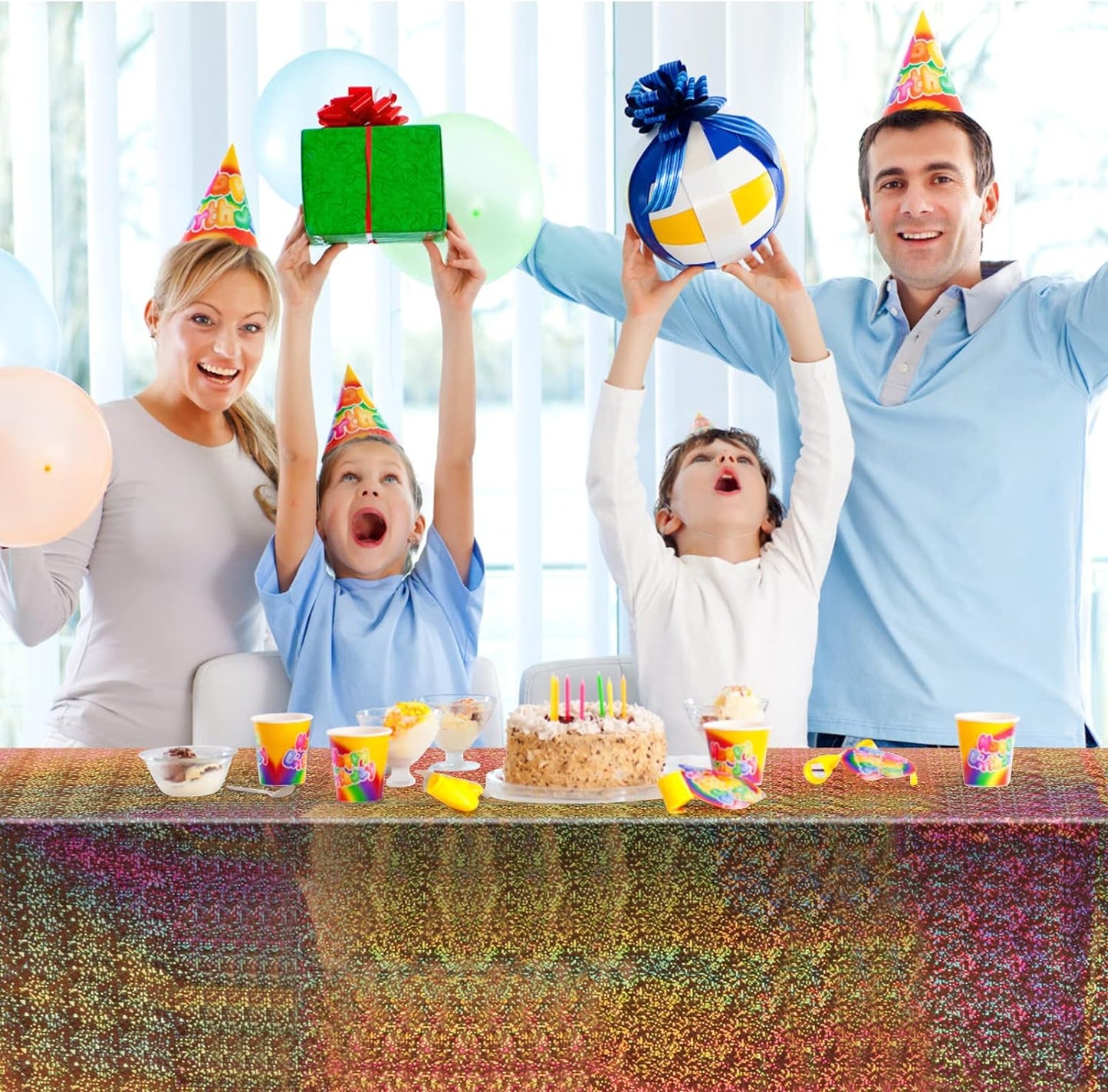 Bulk Vibrant Rainbow Disposable Tablecloth 54x108 Inches Ideal for Birthday Parties Buffets Disco and Mermaid Themed Decor Wholesale